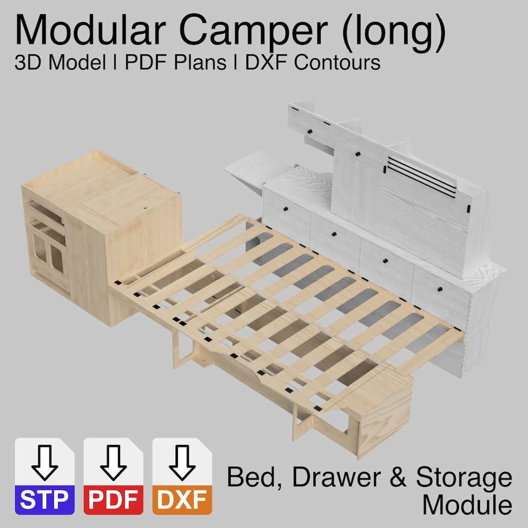 Camper Van CNC Plans PRO – Long Wheelbase – Bed & Drawer Module – Dxf ...
