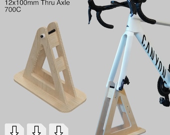 Planos CNC para soporte de rueda delantera de bicicleta de carretera y gravel – 700C 12 x 100 mm eje pasante – DXF Step PDF