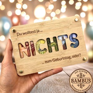 Geldgeschenk Geburtstag Geldkarte Wunscherfüller- NICHTS Geburtstagsgeschenk - Lustiges Geld Geschenk Geburtstag Freunde Holz Karte - Lustig