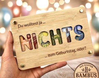 Geldgeschenk Geburtstag Geldkarte Wunscherfüller- NICHTS Geburtstagsgeschenk - Lustiges Geld Geschenk Geburtstag Freunde Holz Karte - Lustig