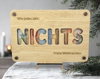 Bamboo Money Gift - Wish Granter - Christmas Gift - Wooden Christmas Card - Gift Card - NOTHING - Complete Set