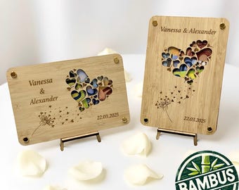 Money gift wedding wedding gift - personalized with name & date money gift money card card wish fulfiller bride and groom made of bamboo