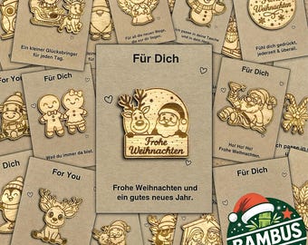 Christmas gift - small Christmas present for children, friends & colleagues - Pocket Hug as a souvenir - Christmas card made of bamboo