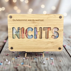 NOTHING money gift made of bamboo - wish fulfiller - birthday gift - money gift birthday - wooden decoration card - gift card - wooden card