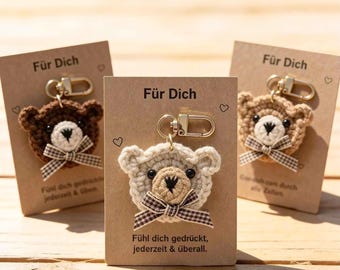 Lucky Charm Keychain - Small Gift - Pocket Hug Bear as a source of encouragement or a handmade birthday or farewell gift
