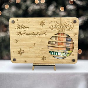 Bambus Geldgeschenk - Wunscherfüller als Weihnachtsgeschenk - Grußkarte aus Bambus - Geld Geschenk Weihnachten - Holz Karte - Geschenkkarte