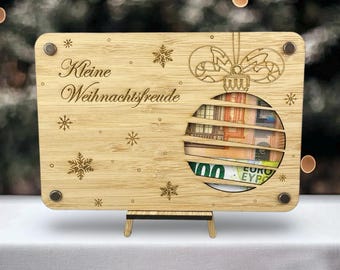 Money gift - Wish fulfiller - Christmas present - Bamboo greeting card - Wooden card - Gift card - Money gift idea for Christmas