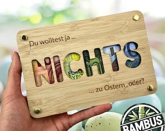 Easter Money Gift - NOTHING Gift Card - Wish Granter Funny Money Gift for Friends and Family Bamboo Wood Card Funny - Giving Money