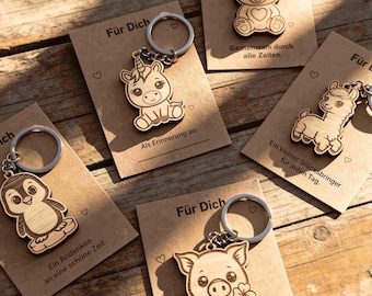 Pocket Hug Keychain - Lucky Charm & Encouraging Animals | Gift for children for starting school, starting school, or leaving kindergarten