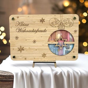 Geld Geschenk aus Bambus - Wunscherfüller - Weihnachtsgeschenk - Geld Geschenk Weihnachten - Holz Karte - Geschenkkarte - Geldgeschenk