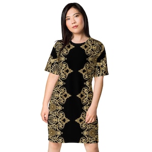 lace up graphic tee shirt dress Black Metal Graphic Print Lace Up Sides T Shirt Dress
