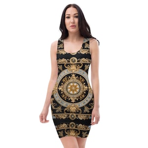 black and gold t shirt dress Black Essential Techno Shirt Sleeve Woven Shirt Dress With Gold Hardware