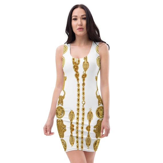 Gold Chains & Coins Signature Fitted Women's Dress
