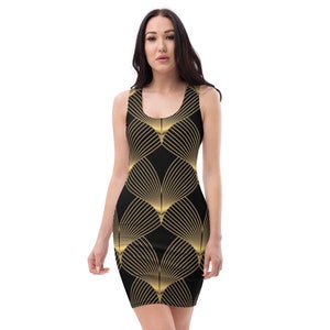 Erte Deco Art Fitted Women&#39;s Dress