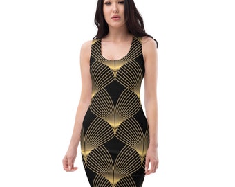 Baroque Gold & Black, Nautical Signature Women's Fitted Dress - Etsy Baroque Gold & Black, Nautical Signature Women's Fitted Dress - Etsy