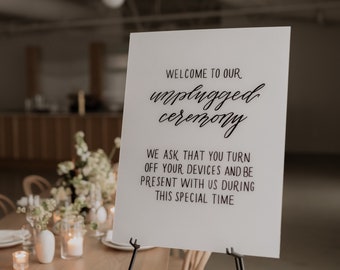 unplugged ceremony sign | wedding sign | ceremony sign | unplugged ceremony | hand-lettered | wedding decor | acrylic wedding sign