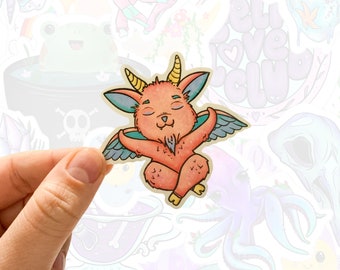 Pink Sparkly Demon Goat Sticker