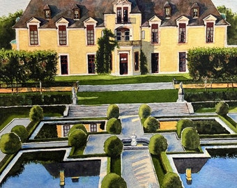 Oheka Castle in Long Island | Watercolor Giclee Prints | Custom Watercolor Paintings, Canvas, Stretched, & Metal Prints | 3 Frame Options