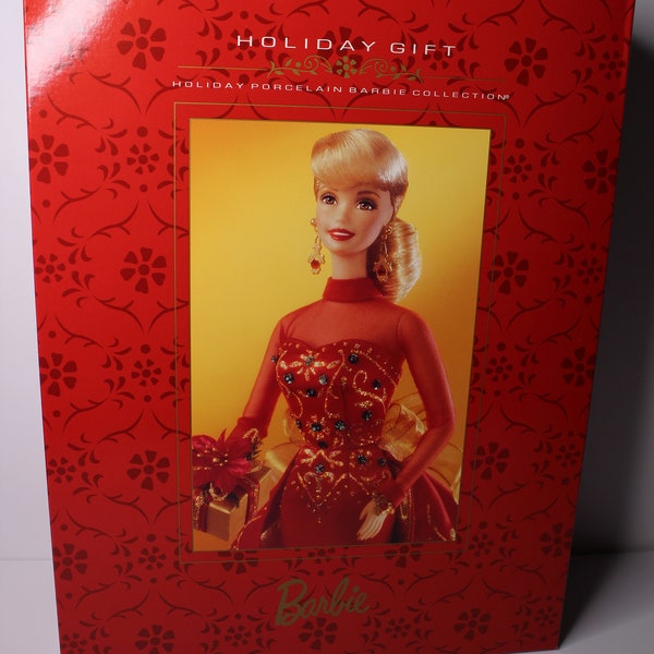 Vintage Holiday Porcelain Barbie 1998 - Limited Edition Festive Collectible Doll by Mattel