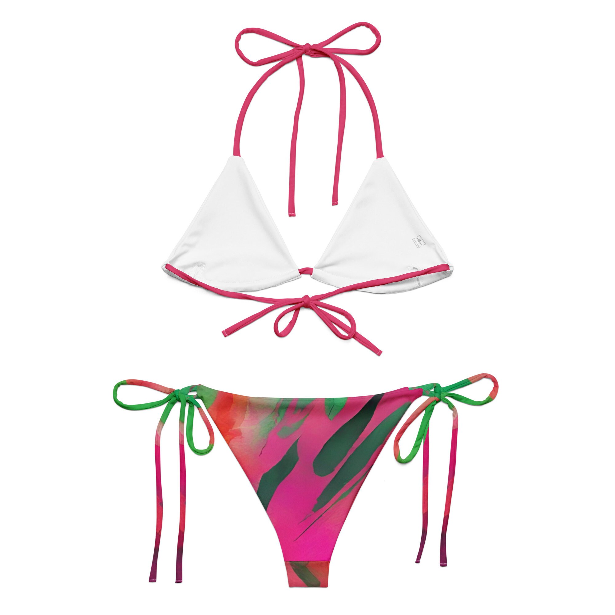 Discover Solid Top with Abstract Sherbert Swirl Print Sling Bikini