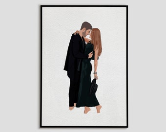 CUSTOM Watercolor Couple Portrait Personalized Gift Watercolor Painting from Photo Family Painting Couple Painting Custom Wedding Gift