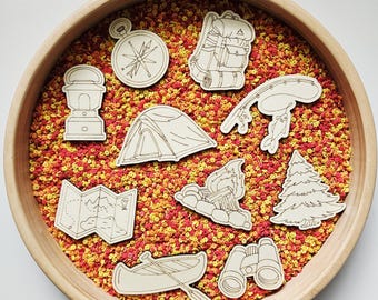 Camping Sensory Play Shapes (Hand Drawn)