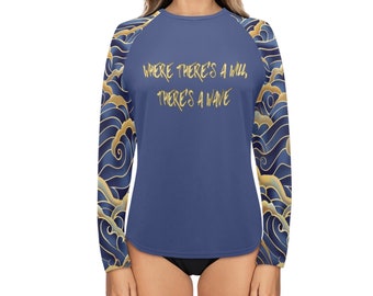 Traje de surfista de manga larga para mujer, camiseta de natación SPF, camiseta para el sol, camisetas de natación, camisa de playa acuática