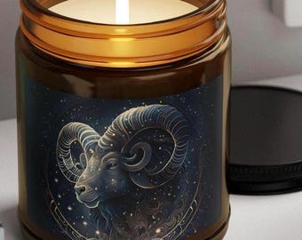 Aries Zodiac Soy Candle | Amber Jar, Natural Scented Candle