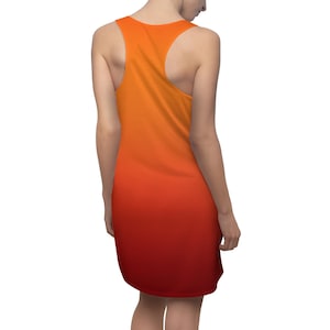 Racerback Dress, Orange Gradient Sun Dress, Women's Resort Wear, Summer Fashion, Beach Cover Up