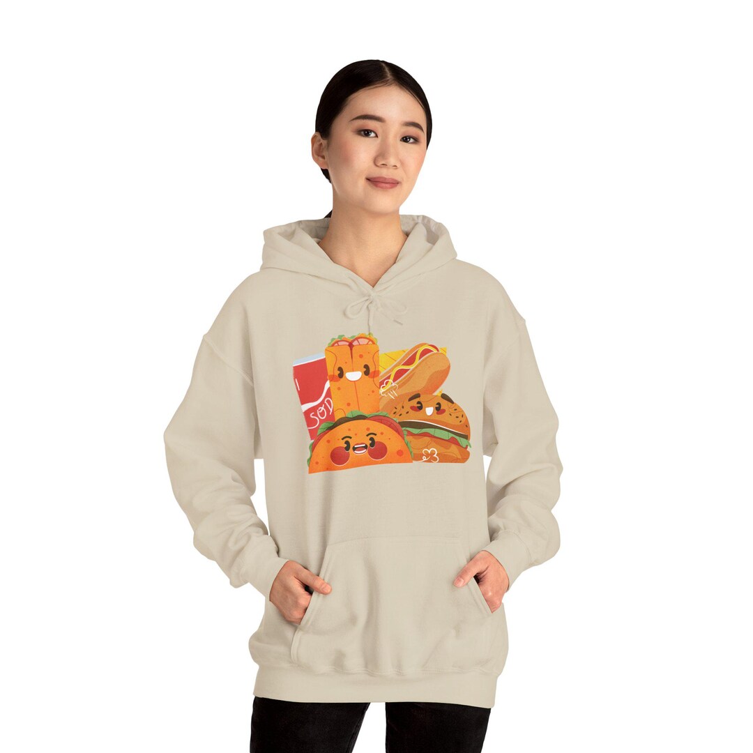 Foodie Hoodie, Cartoon Food Design, Culinary Lover Apparel - Etsy