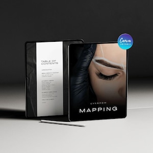 Manuel de formation sur la cartographie des sourcils, guide étape par étape de cartographie des sourcils, cours de formation sur les sourcils, étudiant, modèle pour tuteur, fiches pratiques sur les sourcils