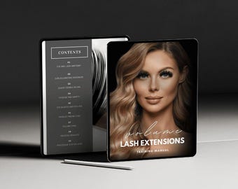 Manual de formación de pestañas voluminosas, guía de pestañas editable, libro electrónico sobre extensiones de pestañas, plantilla técnica de pestañas, manual de formación de pestañas personalizado