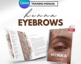 Henna Brows Training Manual, Eyebrow Course ebook, Editable Eyebrow Training Guide for Studens,Tutors,Brow Class,Instant Download