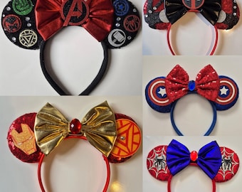 Marvel Avengers Minnie / Mickey Mouse ears - Disney inspired headband with bow fancy dress - Disneyparks / Disneyworld