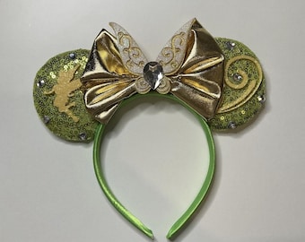 Tinkerbell Peter Pan inspired Disney headband Minnie Mickey Mouse ears girls fancy dress with bow fairy princess Disney parks