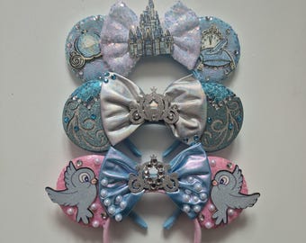 Cinderella inspired Disney headband Minnie Mickey Mouse ears girls fancy dress with bow carriage princess Disney parks