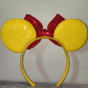 Winnie the Pooh Minnie Mickey Mouse ears classic Disney inspired headband with bow girls fancy dress Disney parks Hairband bear honey bees image 3