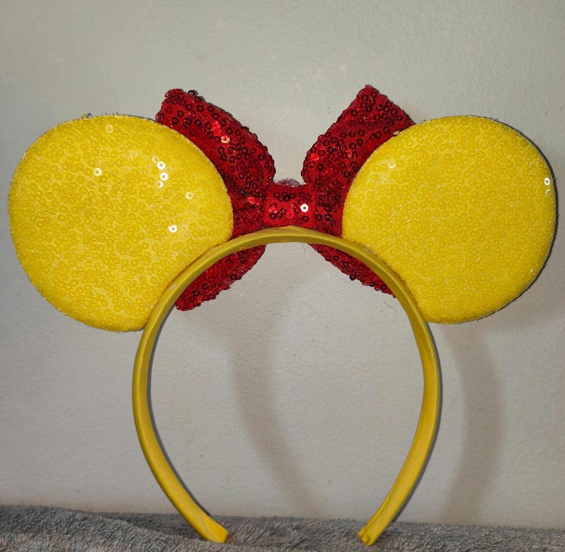 Winnie the Pooh Minnie Mickey Mouse ears classic Disney inspired headband with bow girls fancy dress Disney parks Hairband bear honey bees image 3