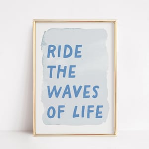 Surfing Surfers Trendy wall art, Coastal Blue Typography Poster, Beach house Airbnb Decor, Ocean Wall Art, Waves Print