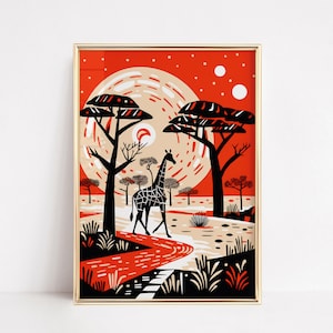 AFRICA | Abstract Fun Home Print Wall Art | Travel Poster | African safari | Tribal | Kenya | Desert | Animals