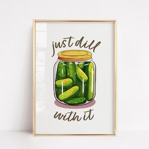 GÜRTELGÜRTEL | Spaß Retro Vintage Essen Zuhause Poster | Wandkunst Wohnzimmer Esszimmer | Haus Dekor | Küche Barwagen Pickles Dill