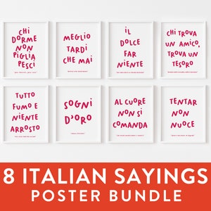8 ITALIAN SAYINGS Poster BUNDLE | Quote typography minimal Simple Home Decor | Kitchen art | Italian Italy Gift Wall Art | Dolce far niente