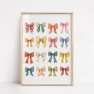 Bows Coquette Preppy Poster Wall Art | Trendy girl room Dorm Decor | Big Pink Dollette Lana Minimal cute Girl y2k French poster