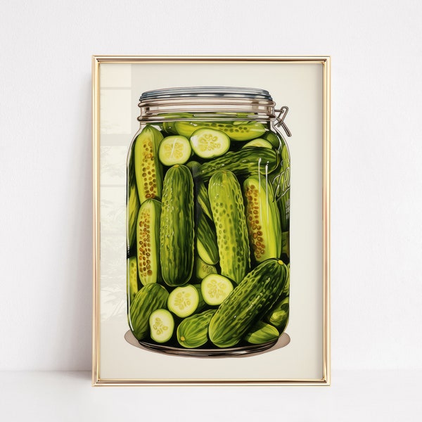 PICKLE JARS | Fun Retro Vintage Food Home Poster | Wall art Living Dining Room | House decor | Kitchen Bar Cart Pickles | Big Jar