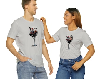 Multicolored Wine Glass - Artistic Statement Unisex Tee Shirt