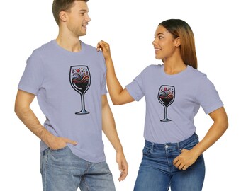 Multicolored Wine Glass - Artistic Statement Unisex Tee Shirt