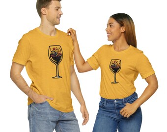 Multicolored Wine Glass - Artistic Statement Unisex Tee Shirt