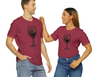 Multicolored Wine Glass - Artistic Statement Unisex Tee Shirt