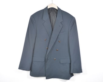 Blue Oversized Unique Vintage Classic 80's Suit Blazer