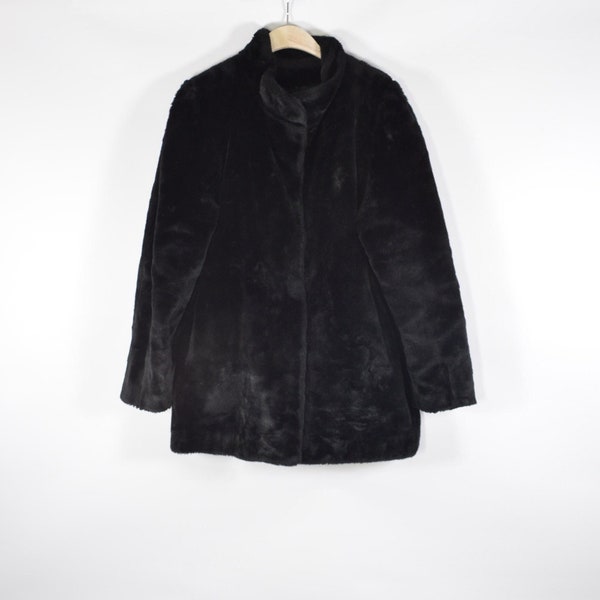 Black Warm Winter Fake Faux Fur Coat Jacket